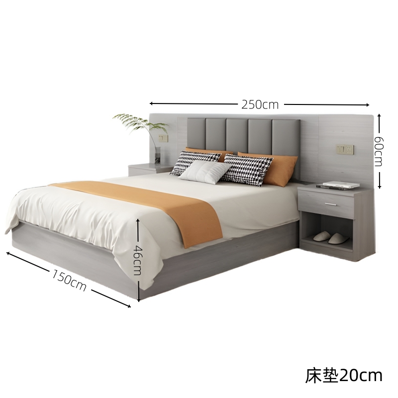 豫龙都 床+床垫 1.5m 套高清大图