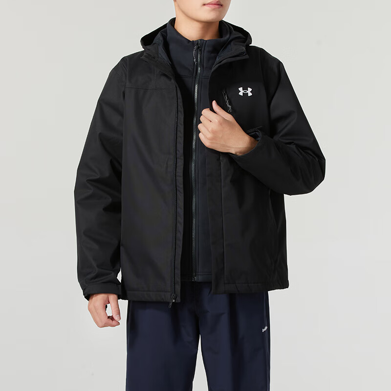 安德玛(Under Armour)男装 新款时尚运动休闲舒适透气保暖三合一夹克外套 1371585-002 ZP高清大图