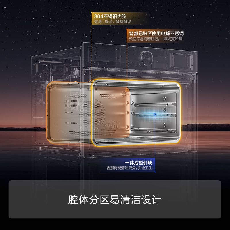 方太(FOTILE)嵌入式蒸烤箱一体机家用 微蒸烤炸四合一 悬浮星空屏 智能蒸箱烤箱空气炸锅微波炉03-G2高清大图