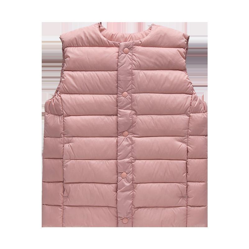 拉里宝贝Lioniebaby童装2019秋冬新品儿童轻薄羽绒服男女童内外穿保暖防风羽绒背心内搭豆沙粉