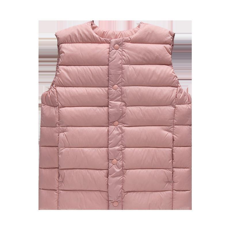 拉里宝贝Lioniebaby童装2019秋冬新品儿童轻薄羽绒服男女童内外穿保暖防风羽绒背心内搭豆沙粉