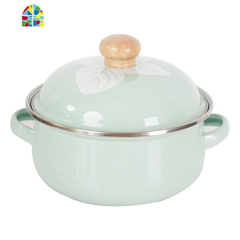 肥龙珐琅搪瓷密封碗沙拉碗汤碗汤盆保鲜盒马卡龙ins风西红柿汤锅 FENGHOU 薄荷绿款图片