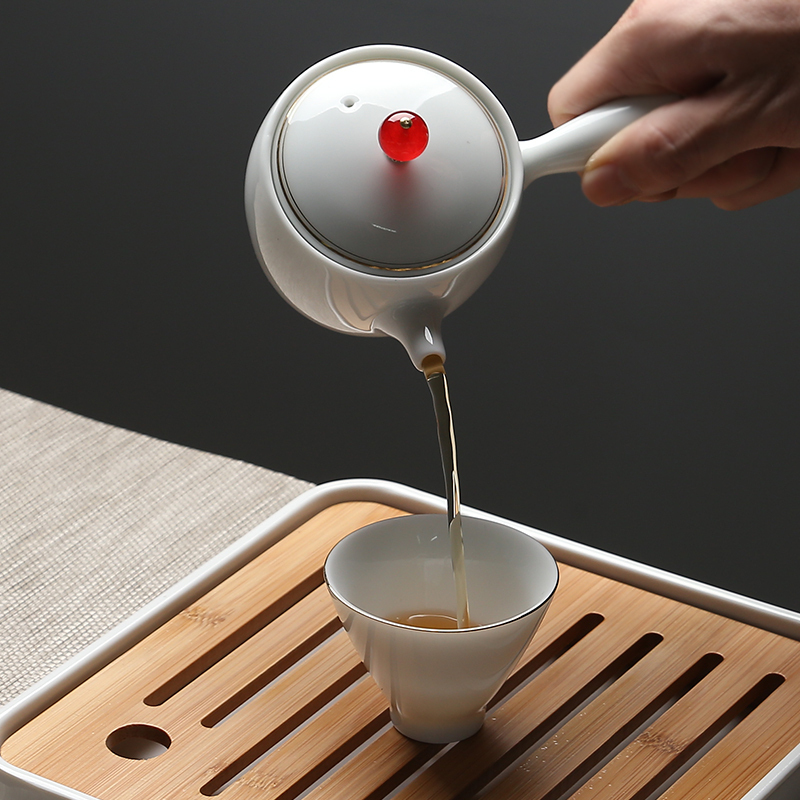 苏氏陶瓷(SUSHI CERAMICS)旅行茶具套装车载蓝锦亭立方茶盘带茶叶罐手柄茶壶茶杯子功夫茶具