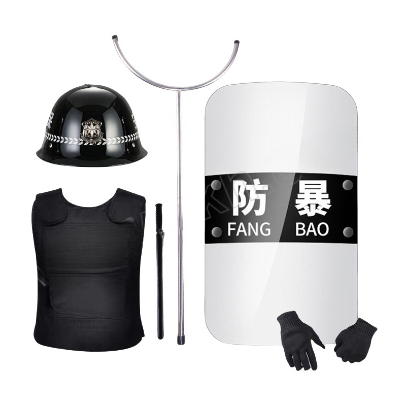 苏识 安保器材 防暴六件套 含防暴头盔+防刺服+脚叉+防暴盾牌+橡胶棍+防割手套