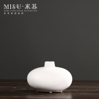 中式陶瓷花瓶黑白花器仿真梅花套装摆件茶室餐桌摆设室内简约软装 三维工匠 黑花瓶+红梅花套装