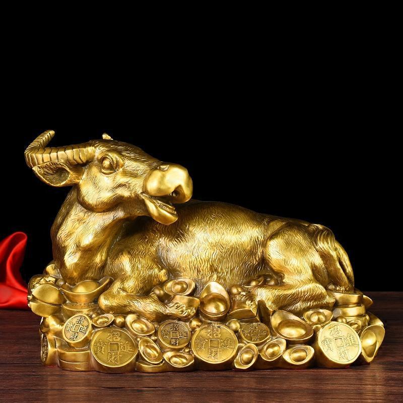 家柏饰corated铜牛摆件牛摆件工艺品办公室金钱牛生肖牛摆件
