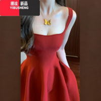 YIBUSHENG性感纯欲风红色吊带连衣裙子女季2024新款法式收腰气质蓬蓬短裙