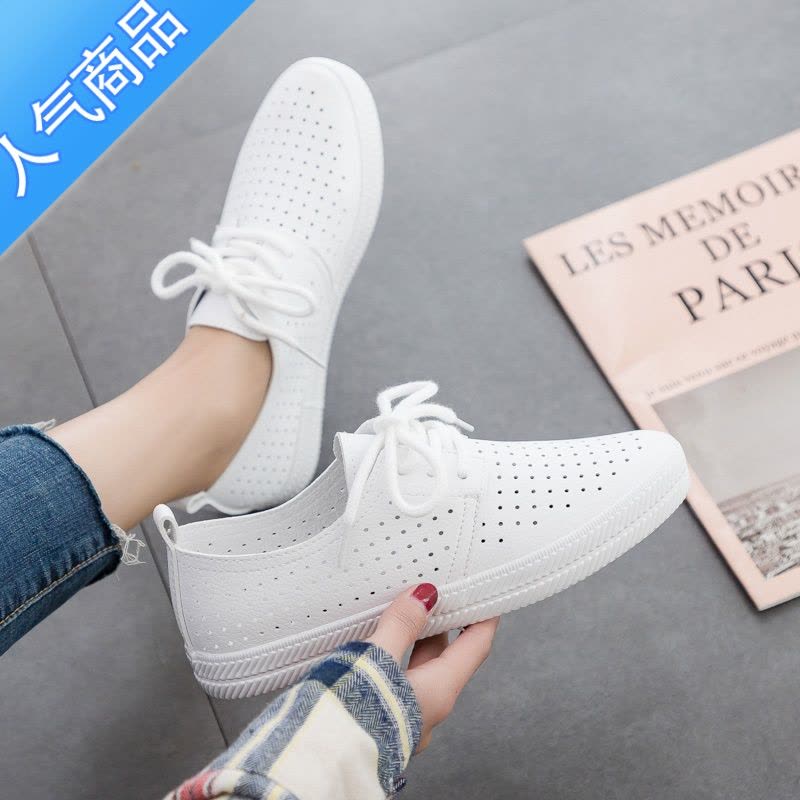 SUNTEKddoo夏季薄款透气小白鞋女款2023新款夏款镂空休闲运动球鞋护士鞋图片