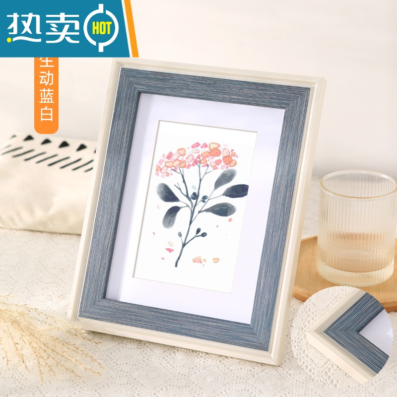 敬平北欧ins风相框摆台相册5 6六7七8寸装裱照片展示像框架A4画框挂墙 生动蓝白 A3寸可挂[可放尺寸29.7*42