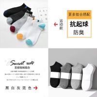 袜子男士短袜春夏四季船袜棉袜长筒吸汗_506 3双 运动+黑白灰