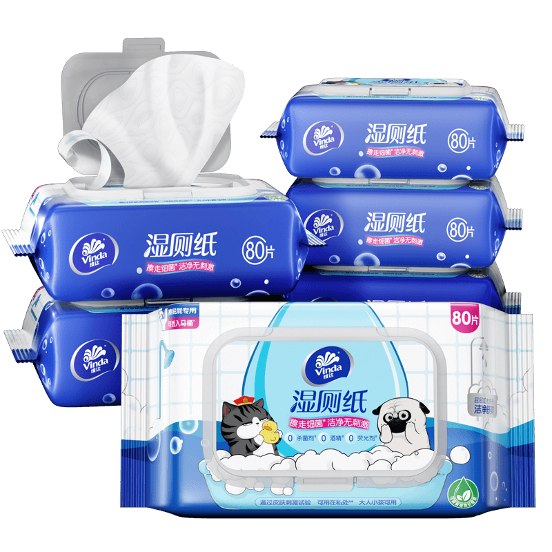 维达(Vinda)湿厕纸80片/包*6 200mm*140mm