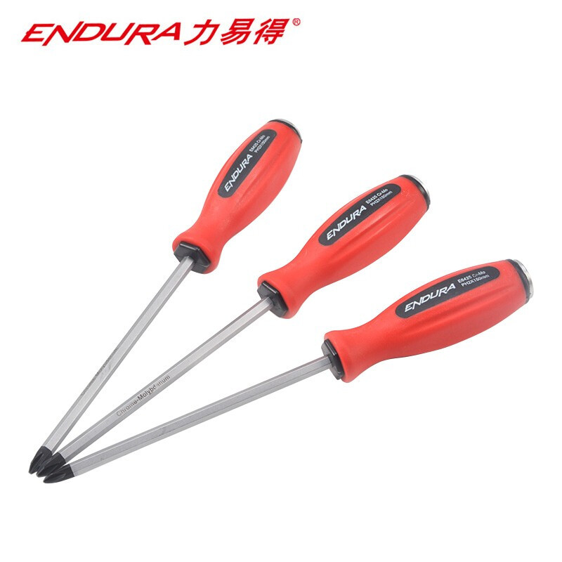 力易得(ENDURA)十字橡塑穿心螺丝批(PH3*150mm E6426) 2支装