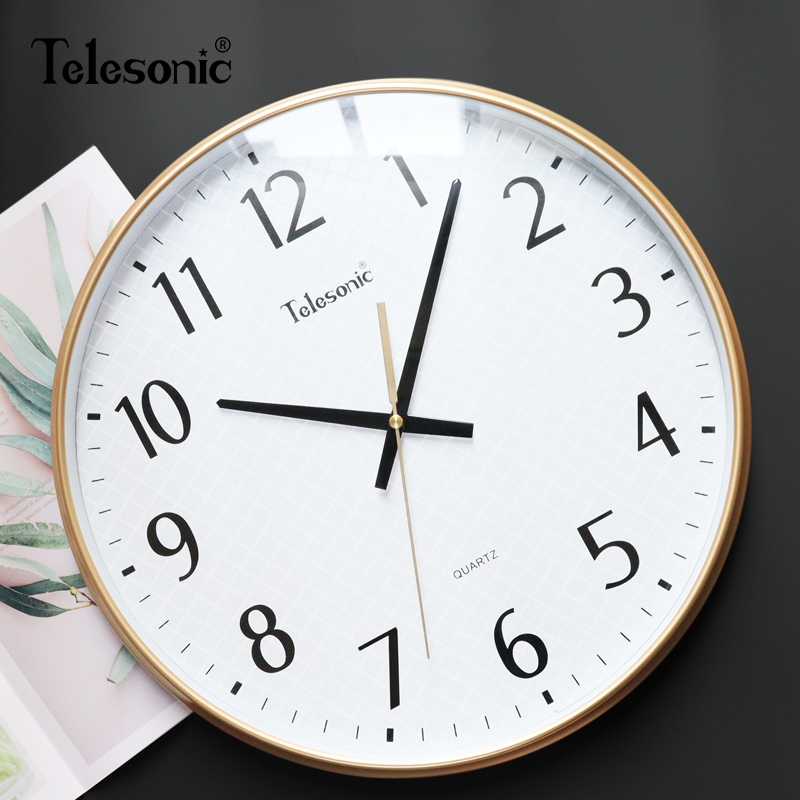 TELESONIC/天王星时钟大气居家挂钟餐厅创意挂表北欧现代简约石英钟表圆形客厅表