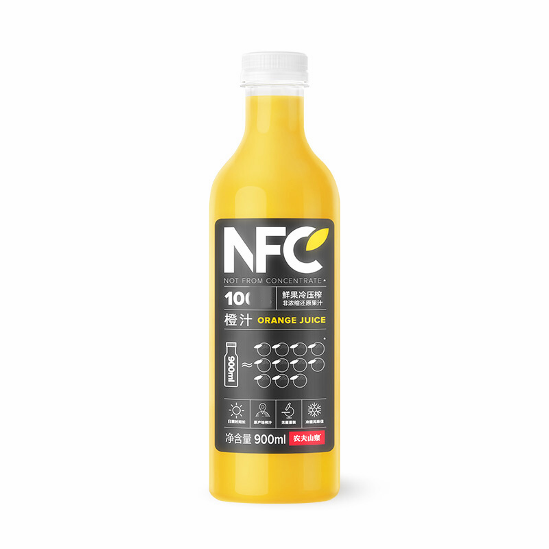 农夫山泉 NFC果汁饮料 100%NFC橙汁900ml*4瓶 礼盒