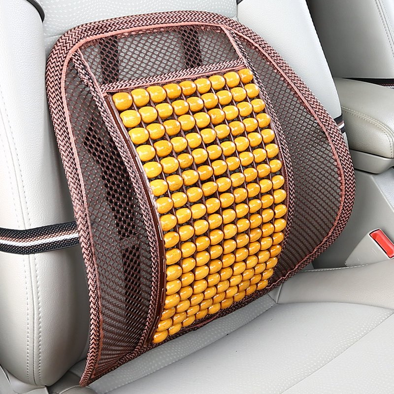 汽车腰靠垫木珠透气护腰按摩腰垫夏季车用办公室座椅腰枕靠背靠枕绗秀