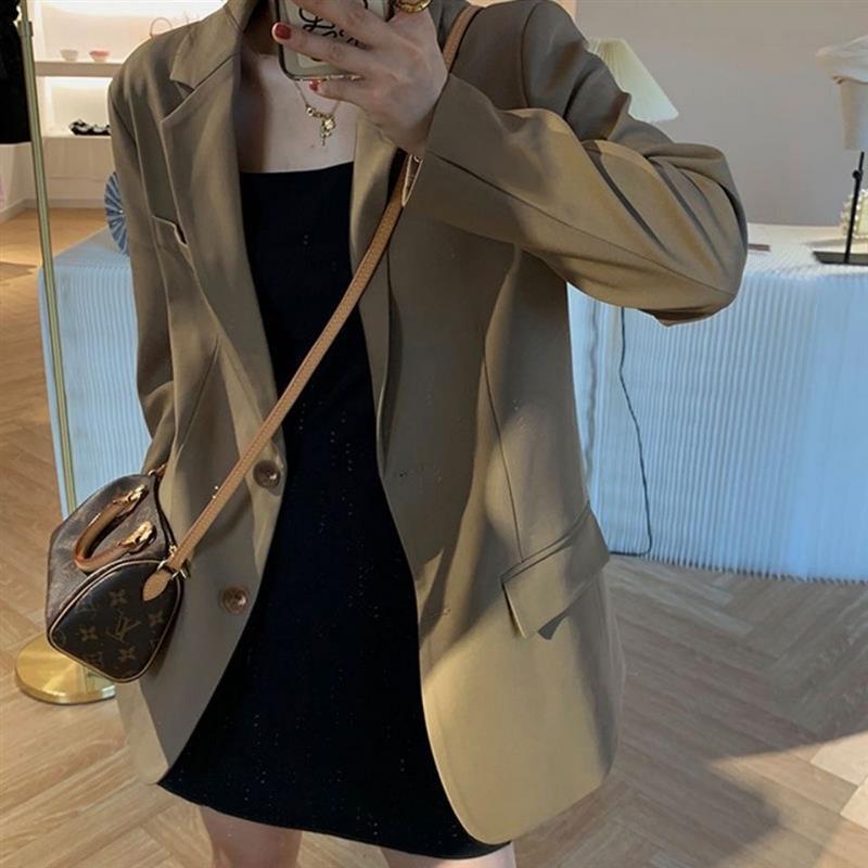咖色西装外套女2021春秋新款长袖韩版宽松显瘦时尚气质网红小西服
