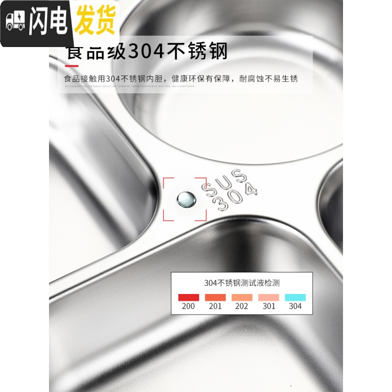 三维工匠304不锈钢保温饭盒成人餐盘分格便当盒韩国带盖食堂简约学生餐盒 级款北欧蓝5格送[餐具+汤碗]+袋子