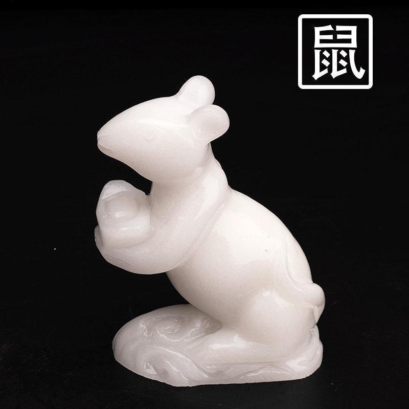 美帮汇玉石十二生肖摆件全套白玉狗鼠牛虎兔龙蛇马羊猴鸡工艺品高清大图