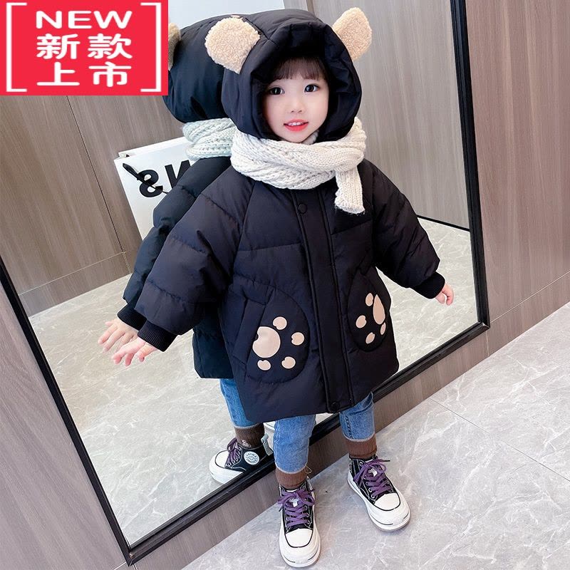 可莉允女童冬装外套2022年新款宝宝保暖棉服羽绒棉衣小童加厚棉袄中长款图片