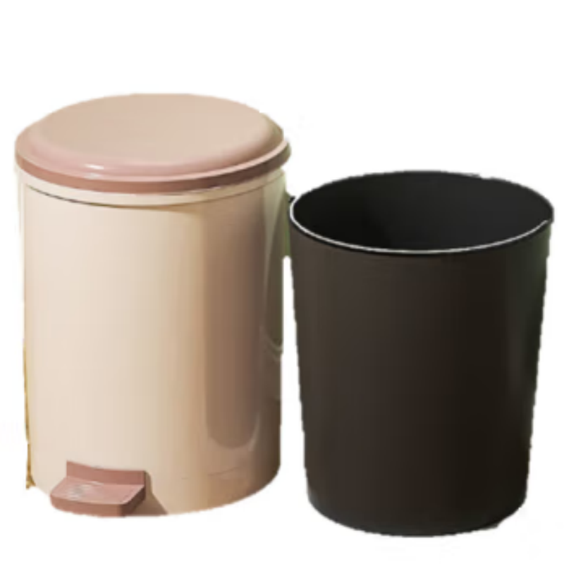 高杨茂诺 室内脚踏圆形塑料垃圾桶带内筒 中号~10L 个高清大图