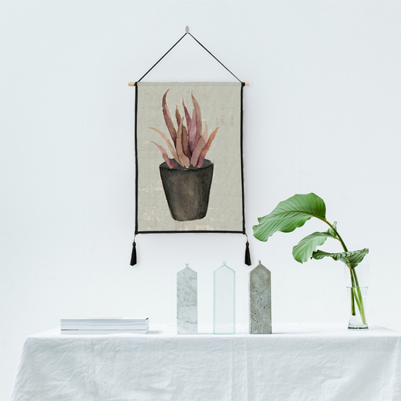 清新简约风 盆栽植物系列挂画挂毯壁挂 客厅走廊房间装饰挂画