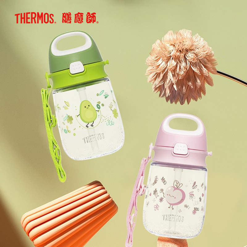 膳魔师THERMOS儿童吸管杯便携塑料杯宝宝水杯学饮杯防摔水果主题夏季水杯BBSA-370 AVO