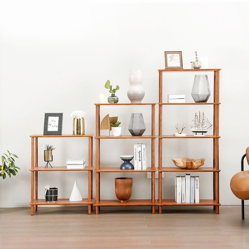 溢彩年华实木置物架落地多层储物架家用书架杂物架子厨房多层菜架客厅