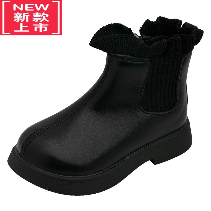 可莉允女童靴子2022冬季新款童鞋加绒二棉短靴洋气皮靴公主鞋马丁靴软底图片