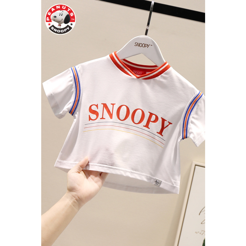 史努比(SNOOPY)女童吊腰短袖T恤儿童春夏季女孩子衣服宝宝运动休闲T恤时尚卡通衣服SP02GT6039T