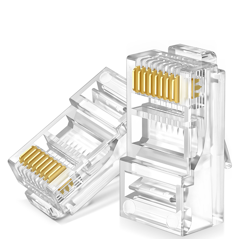 超五类RJ45网络水晶头 网络水晶头 电脑网线接头 Cat5e水晶头 100个袋
