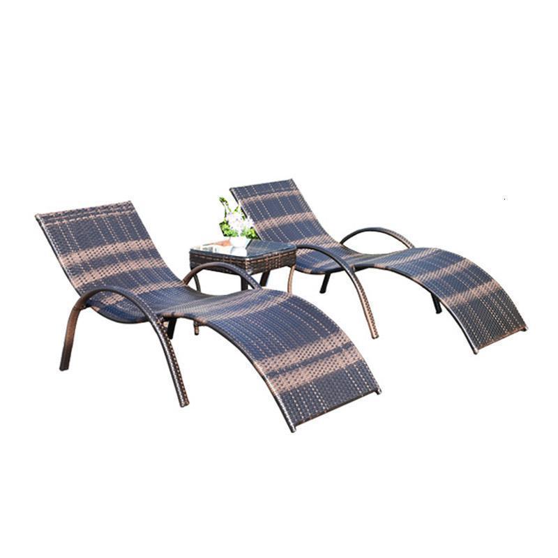 森美人户外躺床庭院编织躺椅防水防晒泳池沙滩椅休闲花园室外藤椅沙发床 C款躺床*2+茶几+中柱伞