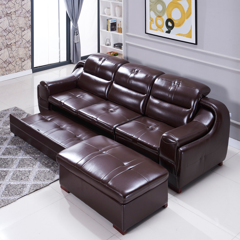 rumeng home真皮沙发头层牛皮小户型沙发床两用折叠储物客厅整装多
