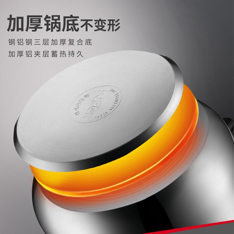 苏泊尔304不锈钢汤锅ST24H3 24cm复底电磁炉专用无盖轻巧耐用高清大图