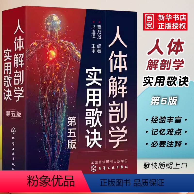 [正版]人体解剖学实用歌诀 第五版 曹乃洛 人体穴位分布图谱 人体器官解剖临床医学书 人体构造结构书籍