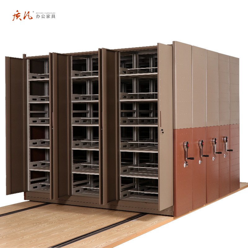 质凡密集架文件资料架移动式档案柜钢制轨道手摇密集架手动密集柜每立方米单价