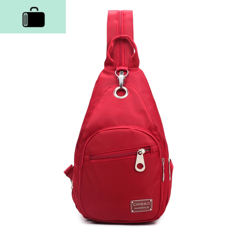 两用包包胸包双肩包单肩女士斜挎尼龙牛津布帆布迷你小背包韩版潮NEWLAKE 西瓜红