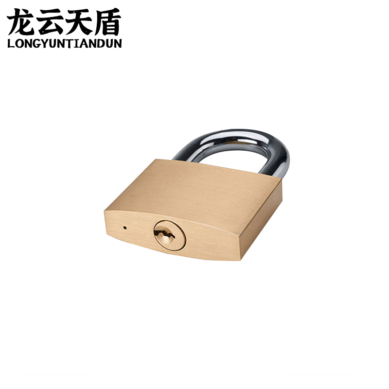 龙云天盾厚型黄铜挂锁防水防锈挂锁铜锁门锁铜锁储物柜宿舍柜子锁厚型挂锁-50mm短梁高清大图