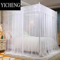 YICHENG三开门宫廷落地家用蚊帐支架套装1.5米1.8m双人床大2米公主风帐纱