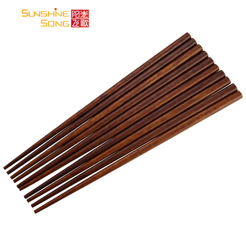 阳光飞歌 楠木老漆筷子套装 22.5cm日式天然实木原木餐具家用筷子5双装WT-004