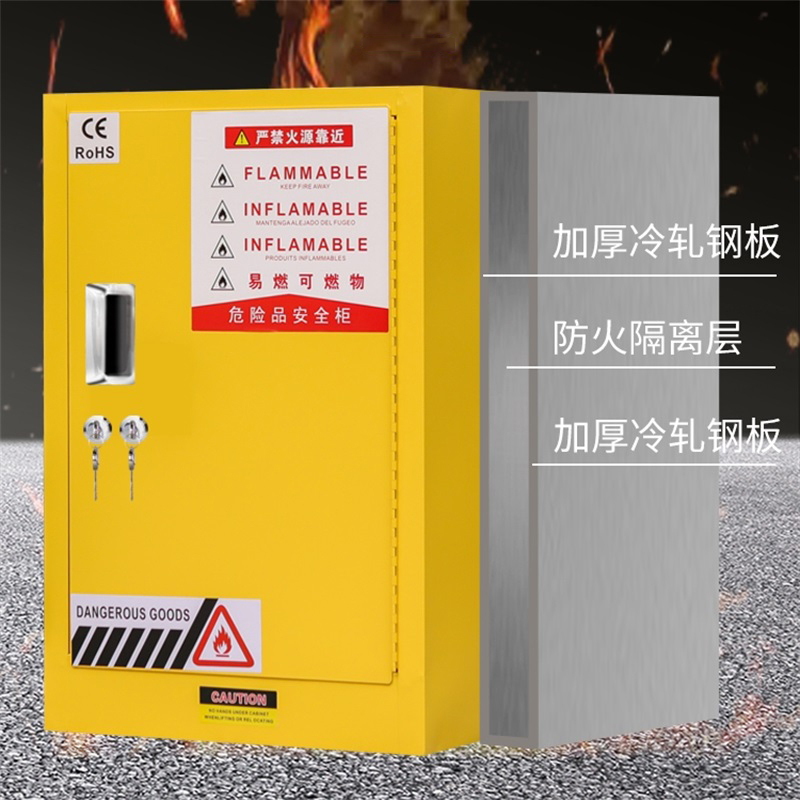 易企采 45加仑黄 耐腐蚀PP内衬防爆柜易燃化学品储存实验室毒麻强酸强碱试剂药品柜高清大图