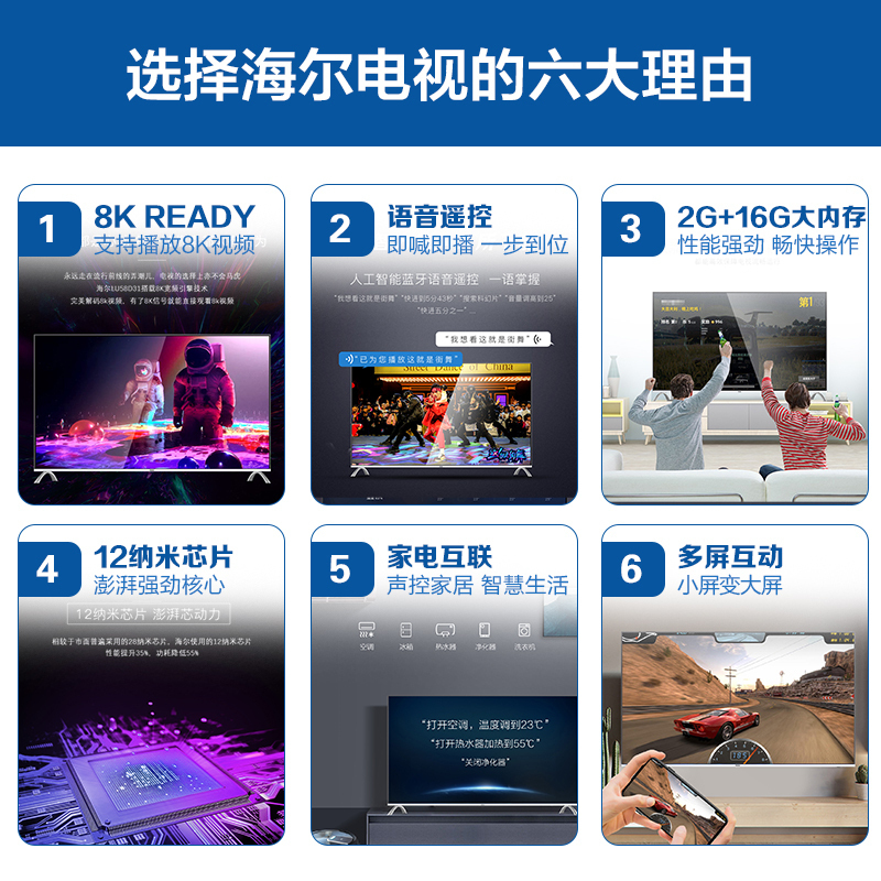 58吋4K超高清互联帧享大内存平板电视LU58D31高清大图