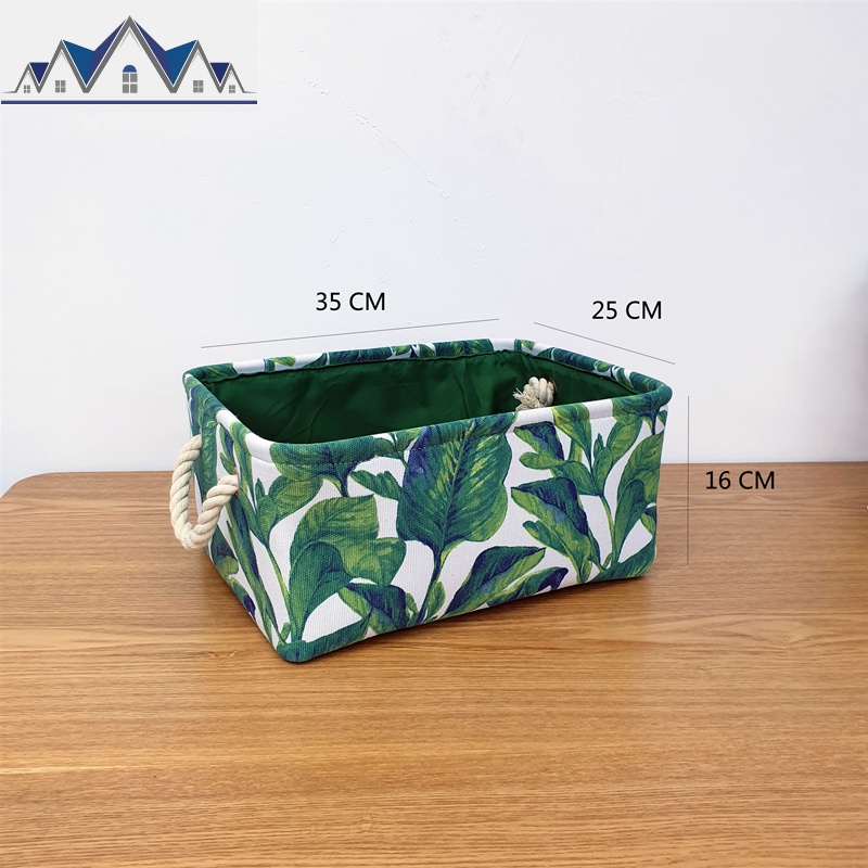 北欧清新布艺收纳筐棉绳杂物收纳盒衣服衣物收纳筐脏衣篮桌面收纳 三维工匠收纳篮 热带雨林收纳筐大号35*25*16