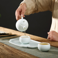 常生源 陶瓷功夫茶具套装 礼品 办公旅行 简约家用 一壶二杯一茶盘 乐尚套组