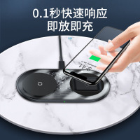 倍思无线充电器苹果15W快充板二合一iPhone万能通用airpods耳机pro版WXJK-CA02透明版