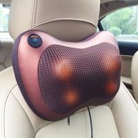 颈椎按摩枕颈椎按摩器车载家用多功能U型枕电动全身腰部颈部脖子 棕4头+仅车用(无家用插头)