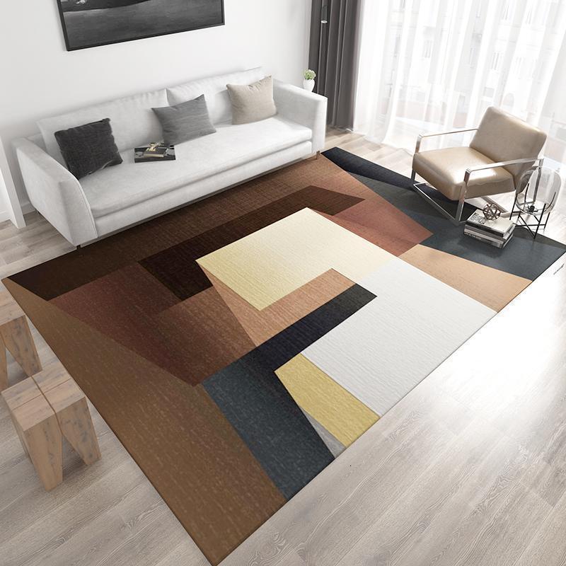 美帮汇地毯客厅北欧抽象沙发茶几垫现代简约灰色大地毯卧室房间家用满铺 【倾慕】-C卡其 140cm×200cm（）