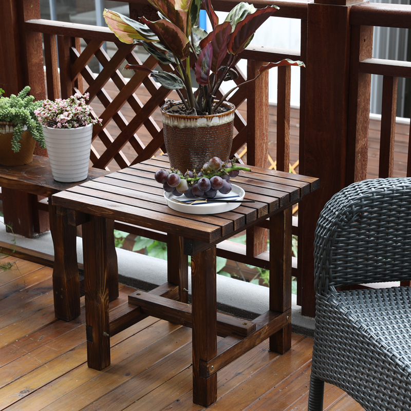 艺可恩方形花几简易室外庭院小茶几做旧支架花盆架子户外防腐木花架花台图片 高清实拍大图 苏宁易购