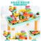 儿童积木拼图拼插装游戏桌一两三周半宝宝123-45-6岁玩具男孩 积木桌+100大颗粒+600小颗粒