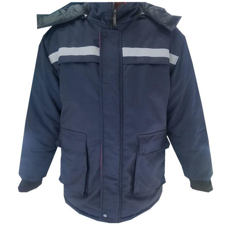 冬季工作服套装男袄棉服反光条中长款工装棉衣冷库防寒服加厚带帽莎丞