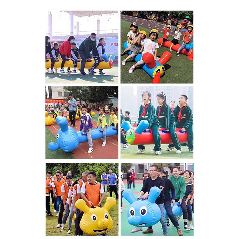 玟书 互动趣味游戏4人座充气毛毛虫 儿童款高清大图